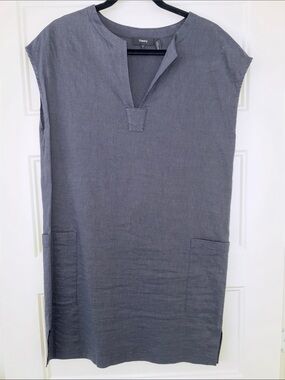 Theory Sleeveless Shift Dress in Slate Blue